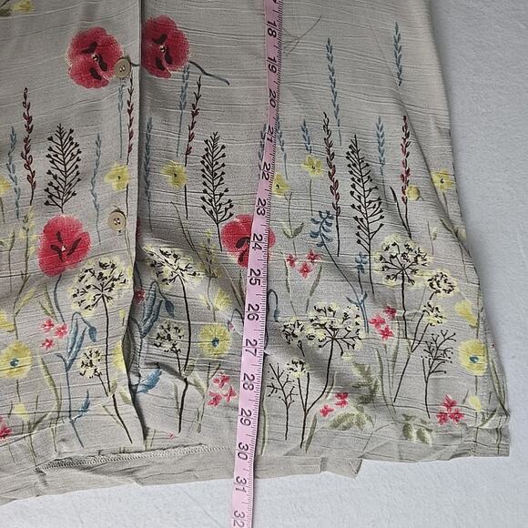 Modiano Floral Vest Shirt and Short Set Medium 10 Brown VTG Cottage Resort 90s - Picture 4 of 8